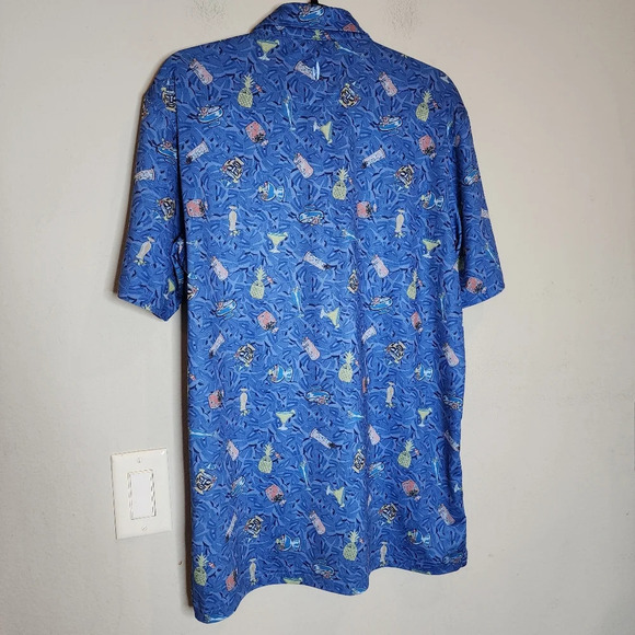 Johnnie-O Luau Prep-Formance Blue Short Sleeve Polo Shirt. Size medium - Picture 6 of 16